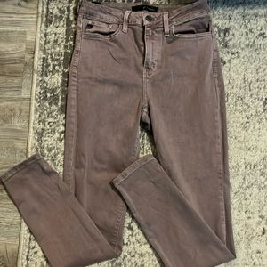 Rose colored skinny jeans